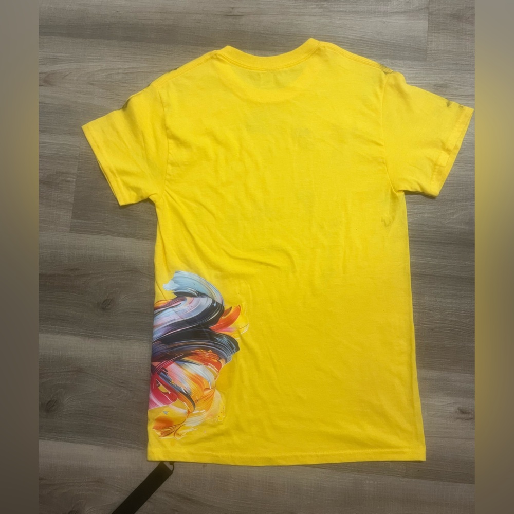 BBMIA Couture Custom Tee Tie Dye Yellow and Black Graphic Kids Tee - Picture 8 of 8